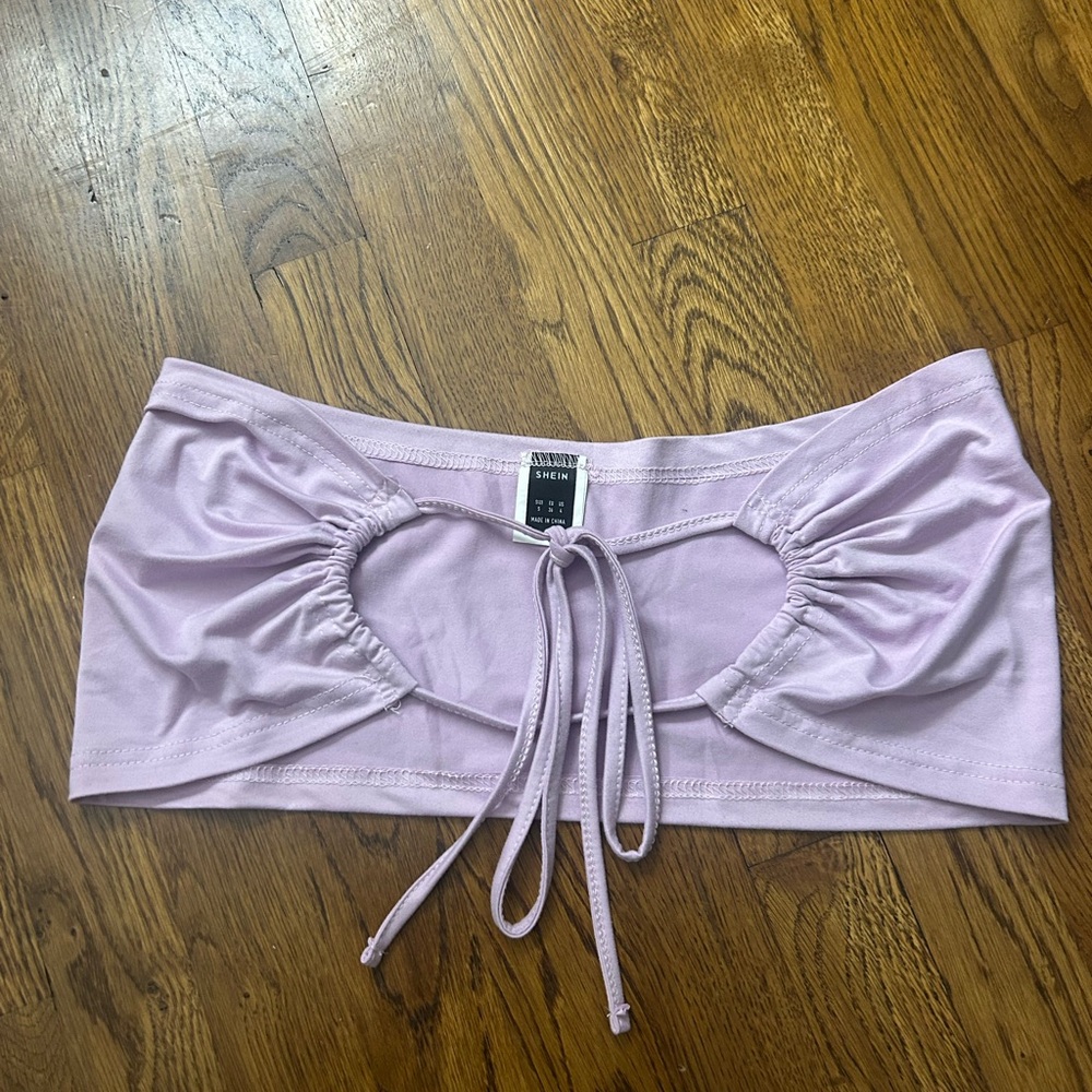 SHEIN Light Purple Ruched Crop Top